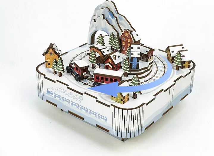 Boîte à musique DIY Puzzle 3D en bois, Train des neiges – Image 2